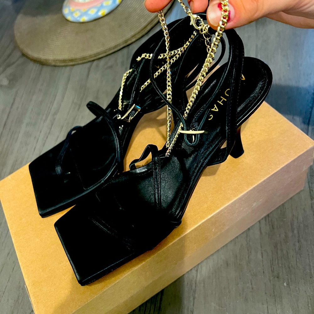 Free people x Aloha Libby chain heels in black. Size 6.5